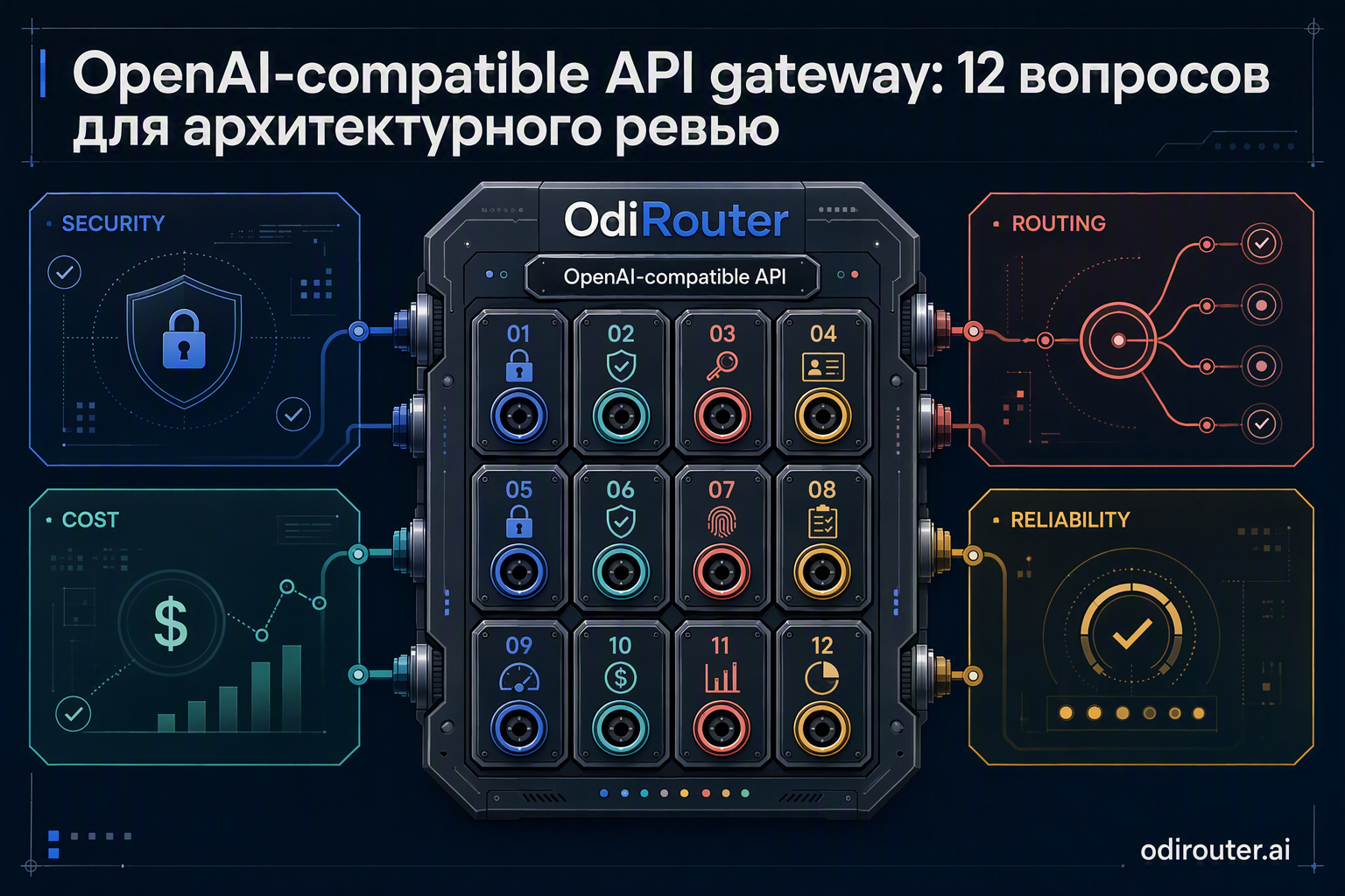 Архитектурная схема OpenAI-compatible API Gateway для нескольких LLM