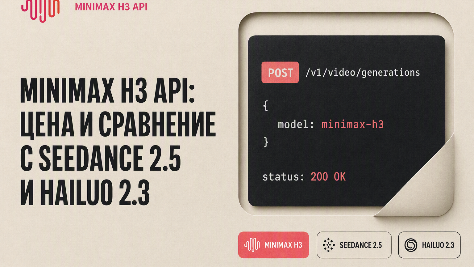 MiniMax H3 API: цена vs Seedance 2.5 и Hailuo 2.3 odirouter.ai