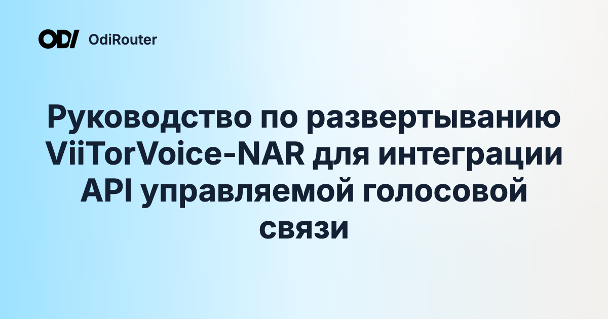 Руководство по развертыванию ViiTorVoice-NAR для интеграции API управляемой голосовой связи