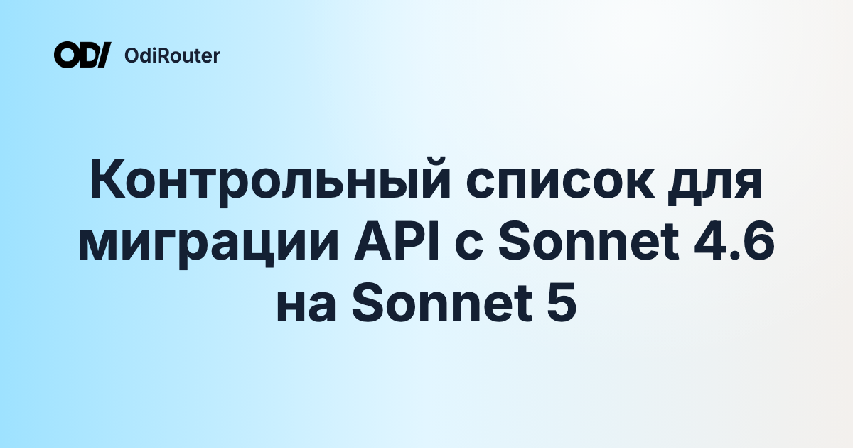 Контрольный список для миграции API с Sonnet 4.6 на Sonnet 5